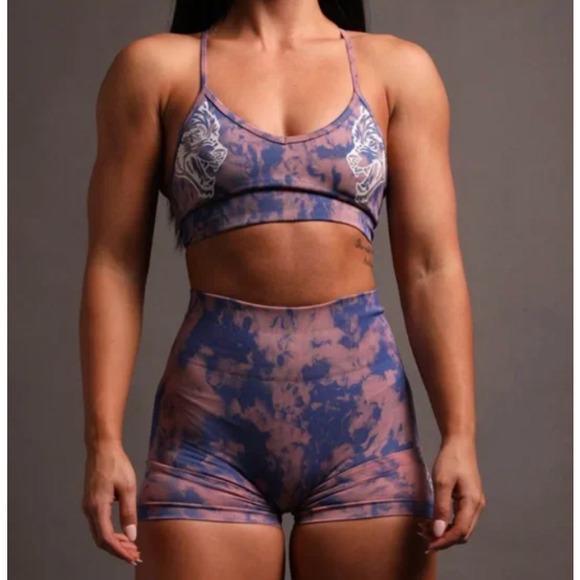 She Wolf Dual Seamless Everson Sports Bra Pale Moonlight Marble Medium - Picture 1 of 11